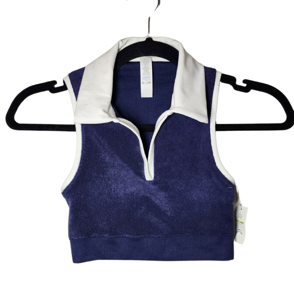 Offline by Aerie Navy Blue Polo Sleeveless Crop Top, XS, New With Tags